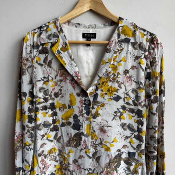 ESCADA 100% Silk Floral Button Up Dress - Size 38 - Picture 2 of 7